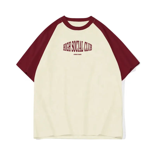 DS 'High Social Club' Baseball Tee (Crimson)